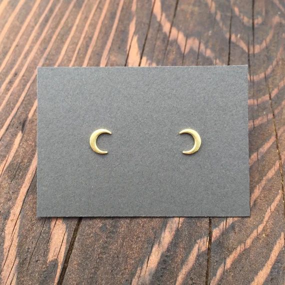 Tiny Crescent Moon Stud Earrings in Gold. Sterling Silver Posts. Moon Phase Studs. Boho Jewelry. Sma | Etsy (US)