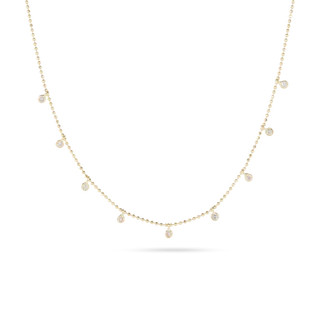 Teeny Dangling Diamond Bead Chain Necklace | Stone & Strand