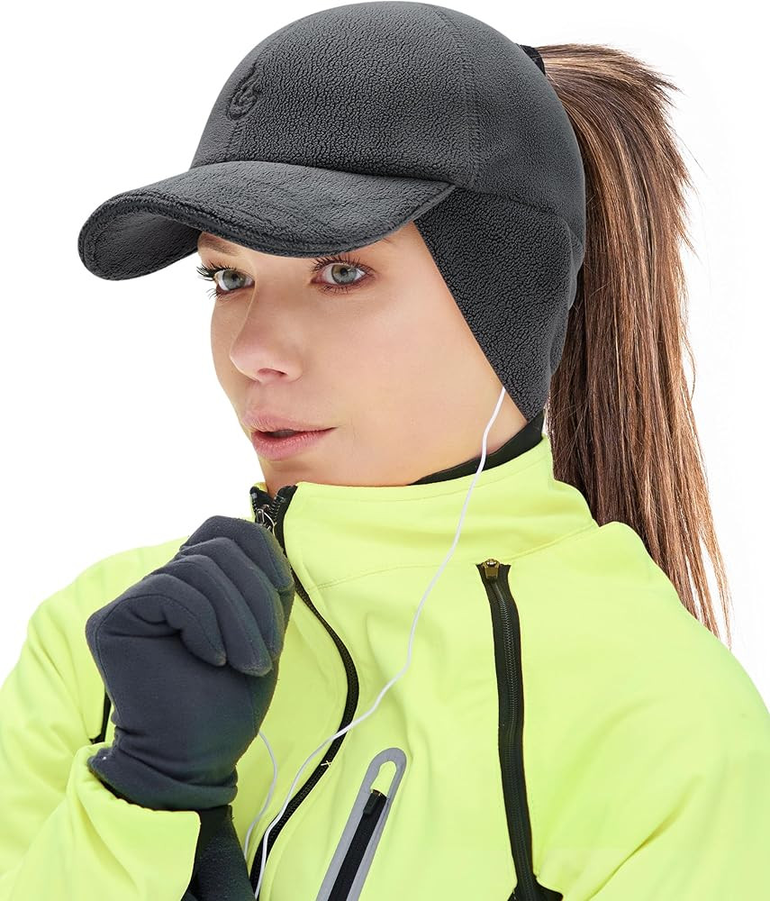 Gisdanchz Women's Winter Reflective Stretchy Ponytail Hat with Drop Down Ear Flap | Amazon (US)