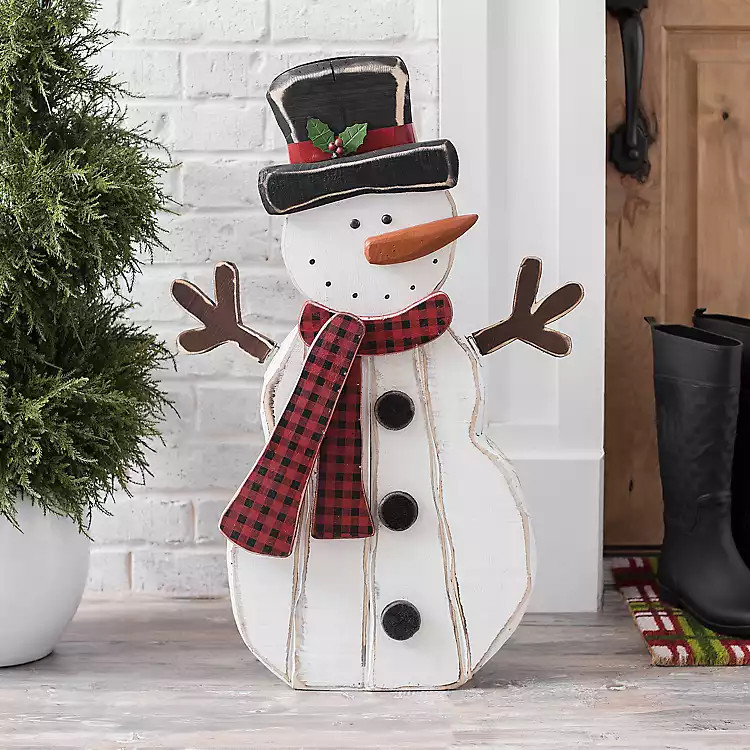 Buffalo Check Snowman Statue | Kirkland's Home