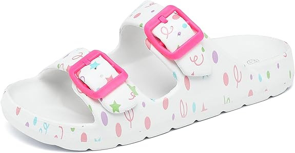 INMINPIN Boys Girls Double Buckle Slide Sandals Comfort Beach Pool Shower Slippers Adjustable Ind... | Amazon (US)