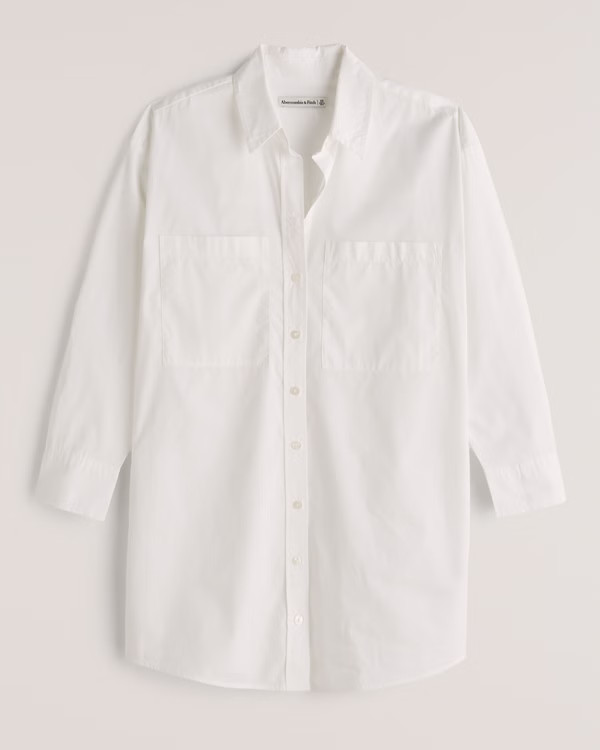 Women's Relaxed Poplin Shirt Dress | Women's Up To 40% Off Select Styles | Abercrombie.com | Abercrombie & Fitch (US)