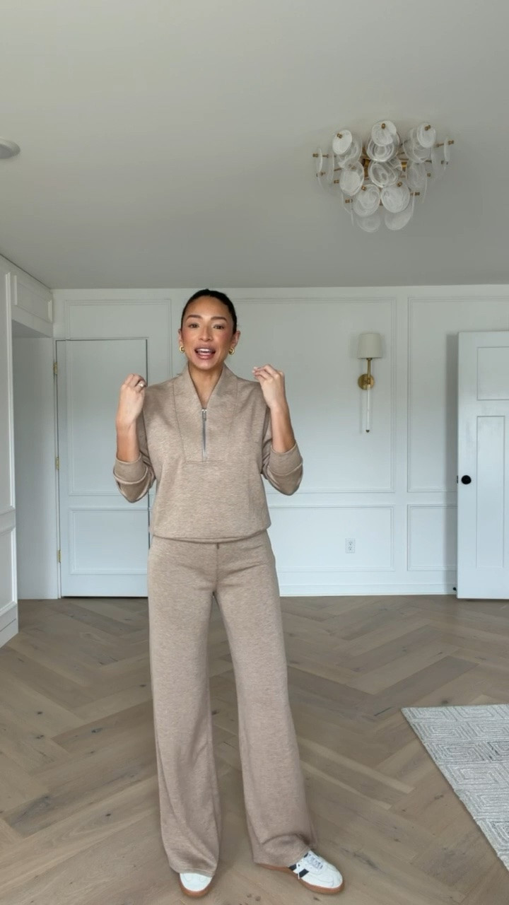 Spanx set ON SALE!! Use code NENAXSPANX for 15% OFF your first order! This material is SO comfortable and buttery soft! Wearing size S half zip and size S Tall wide leg pants 

work from home outfit, airport outfit, travel outfit, errands outfit, casual outfit, mom outfit, postpartum outfit

#LTKTravel #LTKSeasonal