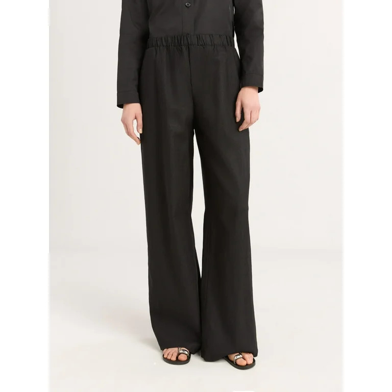 Scoop Women's Linen Blend Wide Leg Pants, 32" Inseam, Sizes XS-XXL | Walmart (US)