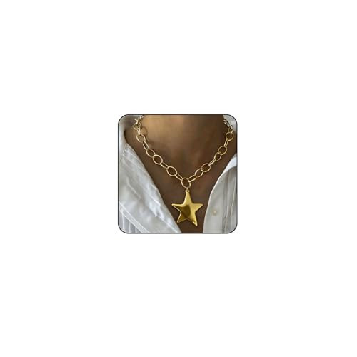 cotwdi Chunky Gold Star Necklace Big Gold Statement Necklace for Women Big Star Chunky Necklaces Large Thick Paperclip OT Toggle Necklace Stocking Stuffers Christmas Jewelry (3 - G) | Amazon (US)