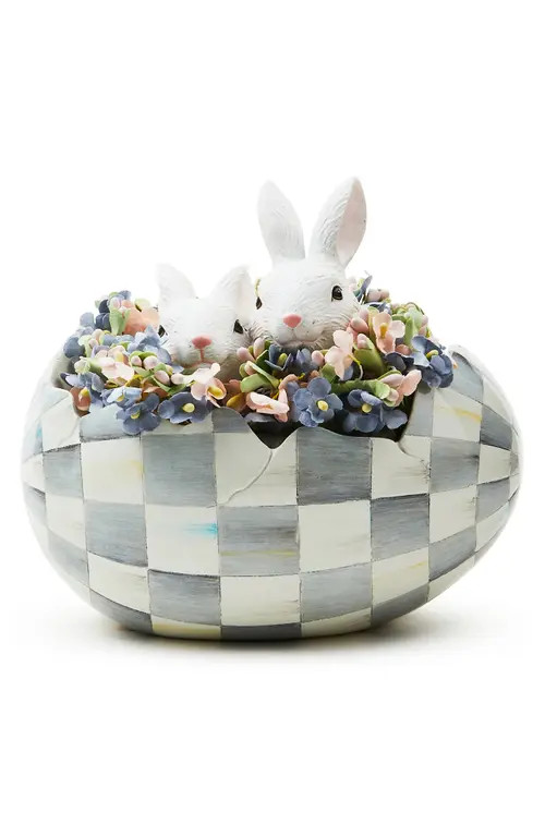 MACKENZIE CHILDS Cameo Check Peekaboo Bunny Egg Figurine in Grey at Nordstrom | Nordstrom