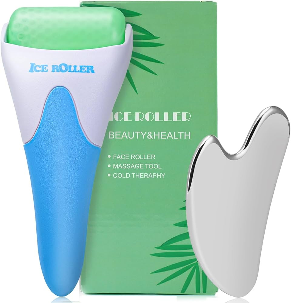Ice Roller + Gua Sha for Face Massage, Facial Roller for Skin Tighten,Reduce Puffiness, Eliminate... | Amazon (US)
