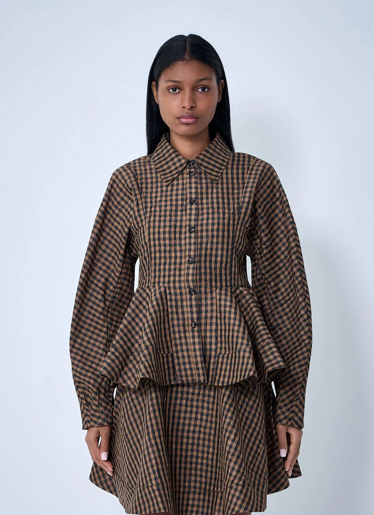 Crinkle Peplum Shirt | LN-CC