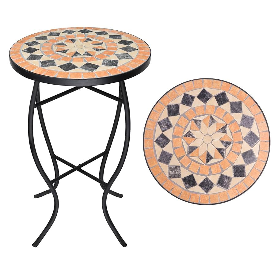 VCUTEKA Mosaic Outdoor Side Table - Small Patio Table Coffee Table Outside Accent Table Round End... | Amazon (US)