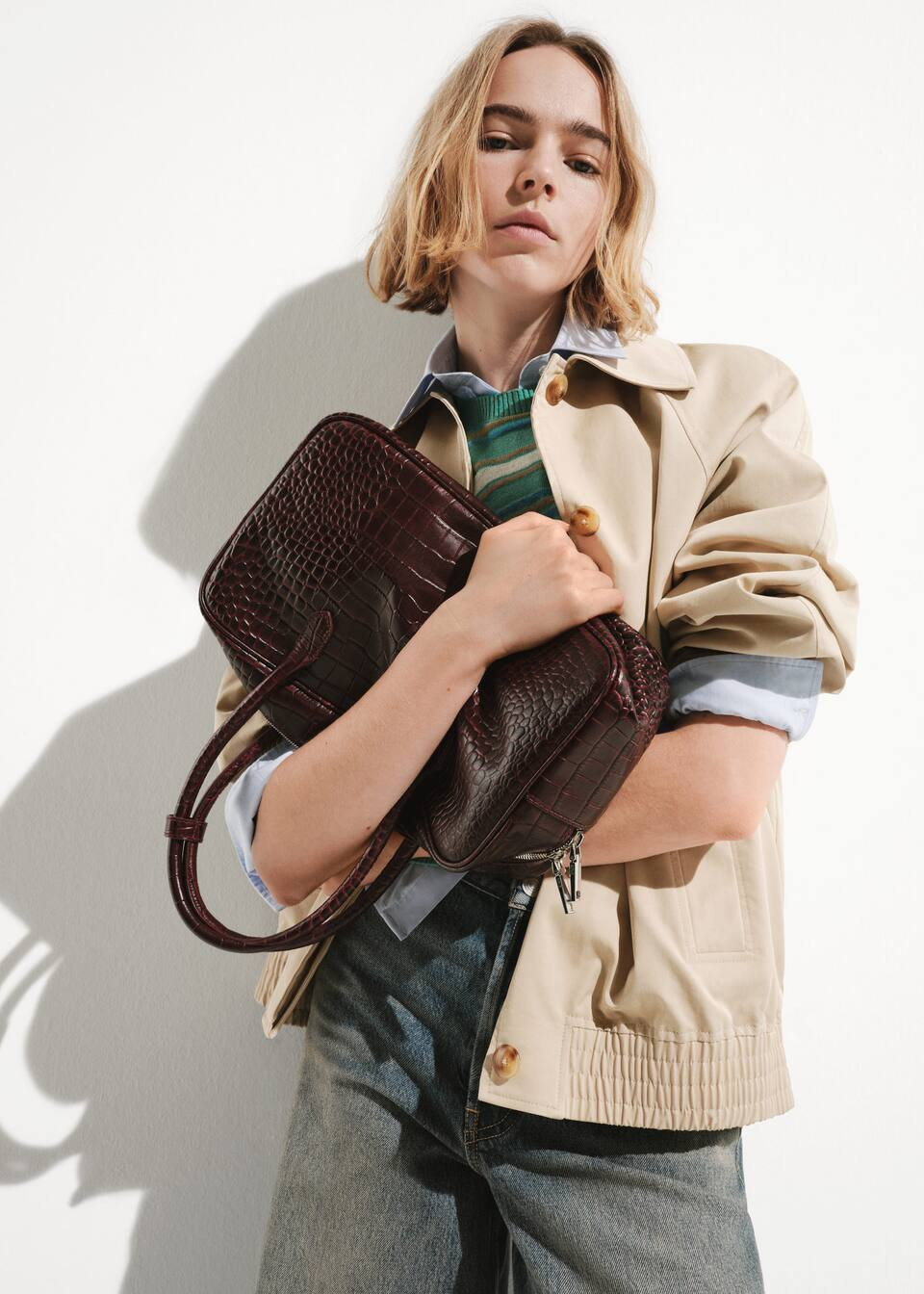 Rectangular leather handbag -  Women | Mango USA | MANGO (US)