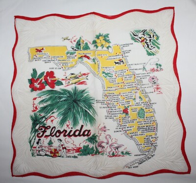 Vintage Hanky Handkerchief ~ FLORIDA State Design  Designed Idea | eBay US