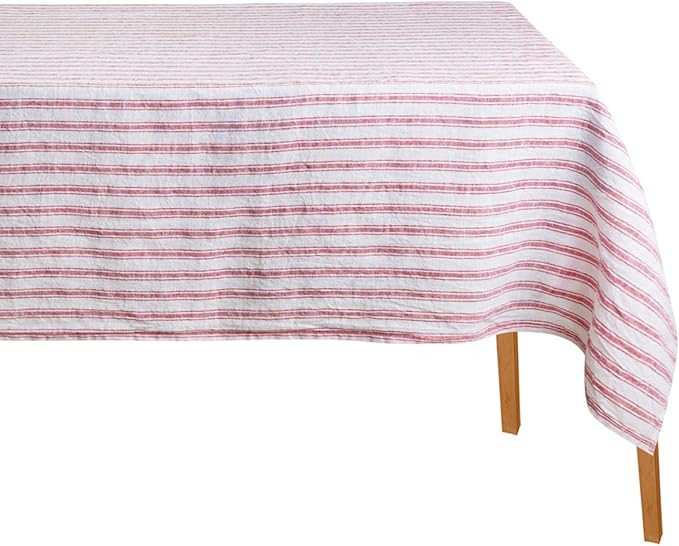 Red Striped Tablecloth, Linen Tablecloth Red,100% Pure Linen Table Cloths,Farmhouse tablecloths, ... | Amazon (US)