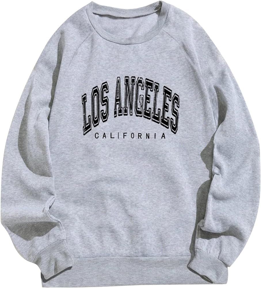 Los Angeles Sweatshirt Letter Trendy Crewneck Sweatshirts Preppy Crewneck Sweatshirt Sweatshirts ... | Amazon (US)
