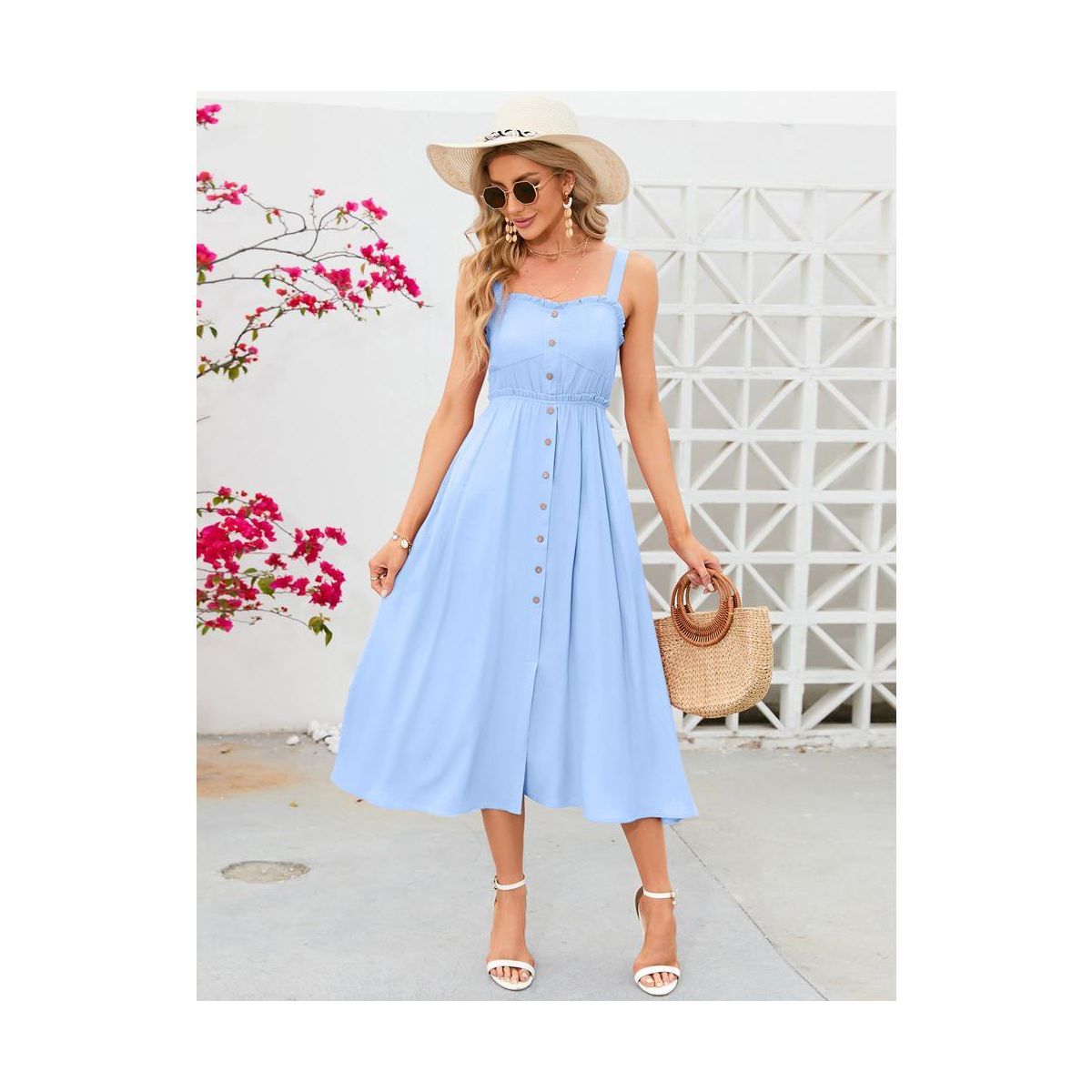 WhizMax Women's Dress Casual Summer Spaghetti Strap Dress Button Down Sleeveless A Line Beach Swi... | Target