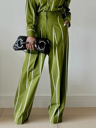 Casual Striped Printing Wide Leg Pants | Stylewe