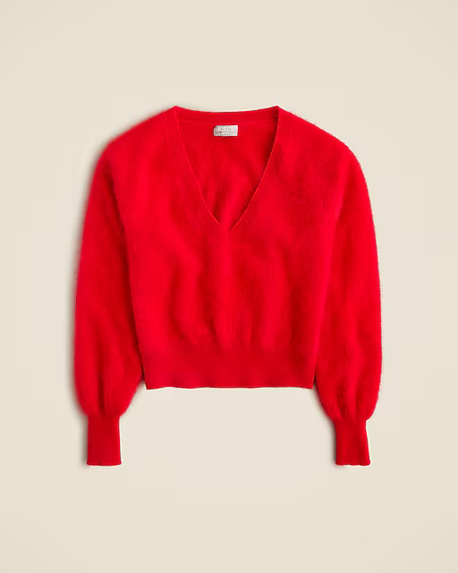 Brushed cashmere cropped V-neck sweater | J. Crew US