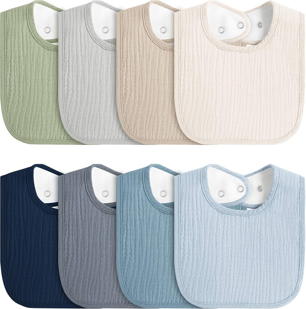 8-Pack Baby Muslin Bibs, Soft Cotton Drool Bibs for Boys Girls, Adjustable and Absorbent Newborn ... | Amazon (US)