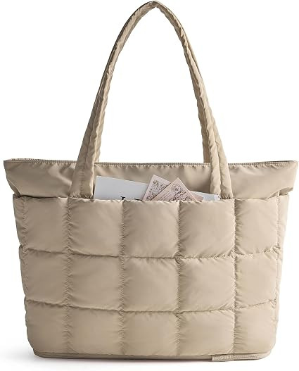 BAGSMART Expandable Tote Bag for Women, Puffer Work Tote Travel Bag | Quilted Carry On Bag for Tr... | Amazon (US)