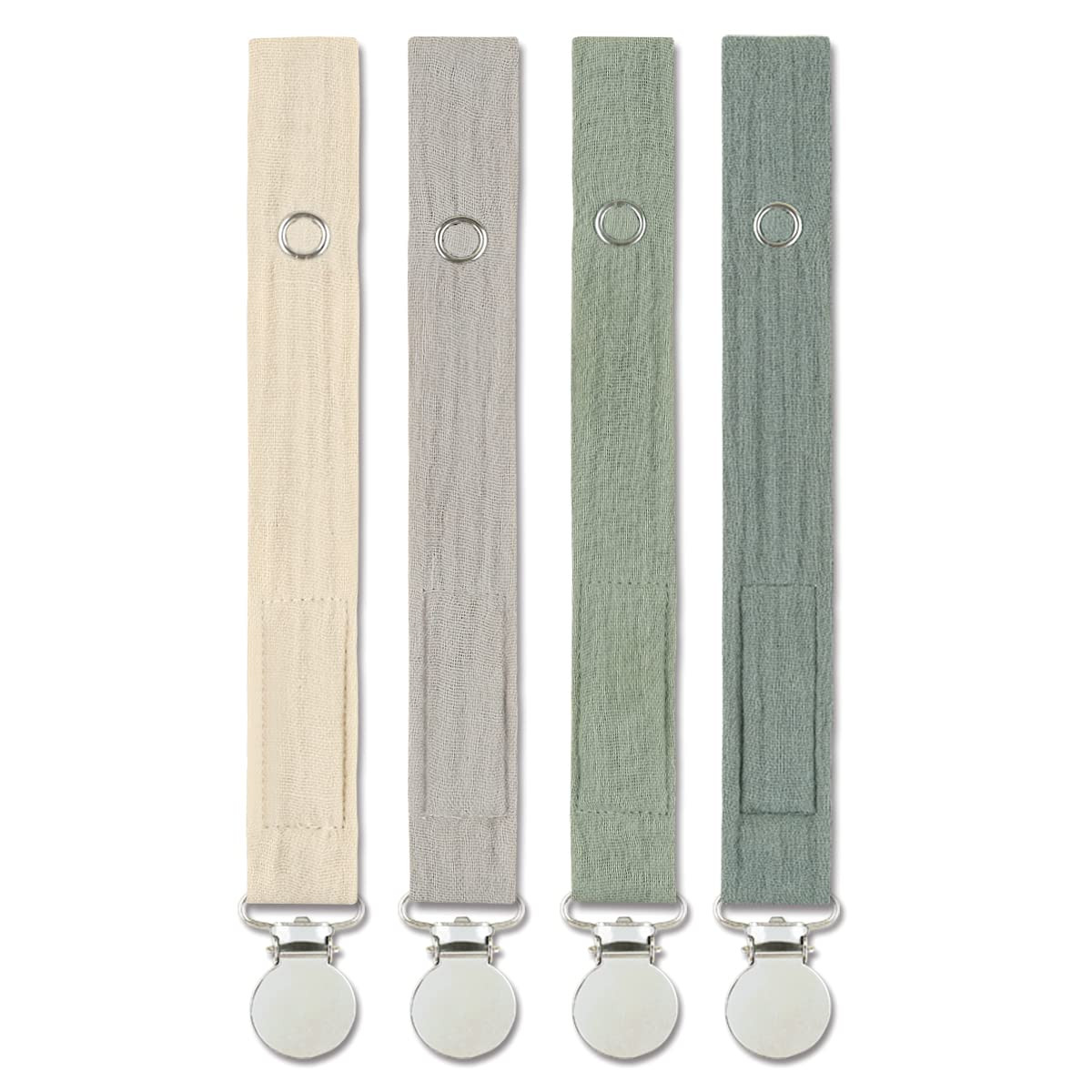 Baby Pacifier Clip Leash Holder Unisex for 4 Pack Gift Set with Neutral Solid Colors ;Soft Linen ... | Amazon (US)