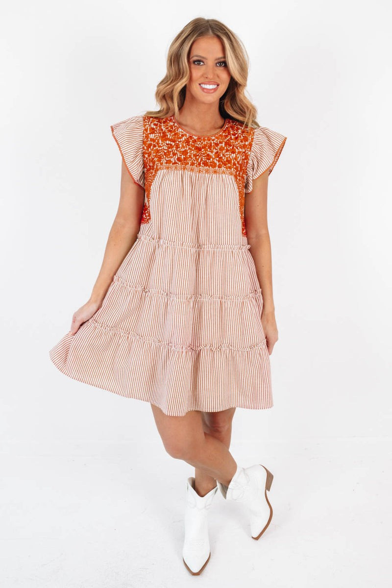 The Hope Dress - Burnt Orange Stripe | The Impeccable Pig