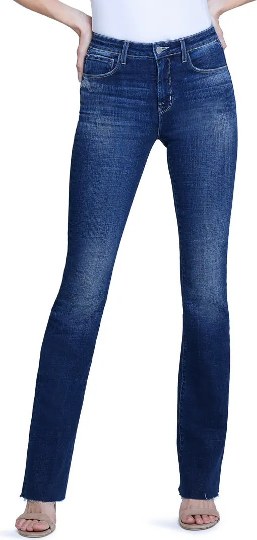 L'AGENCE Ruth High Waist Raw Hem Straight Leg Jeans | Nordstrom | Nordstrom