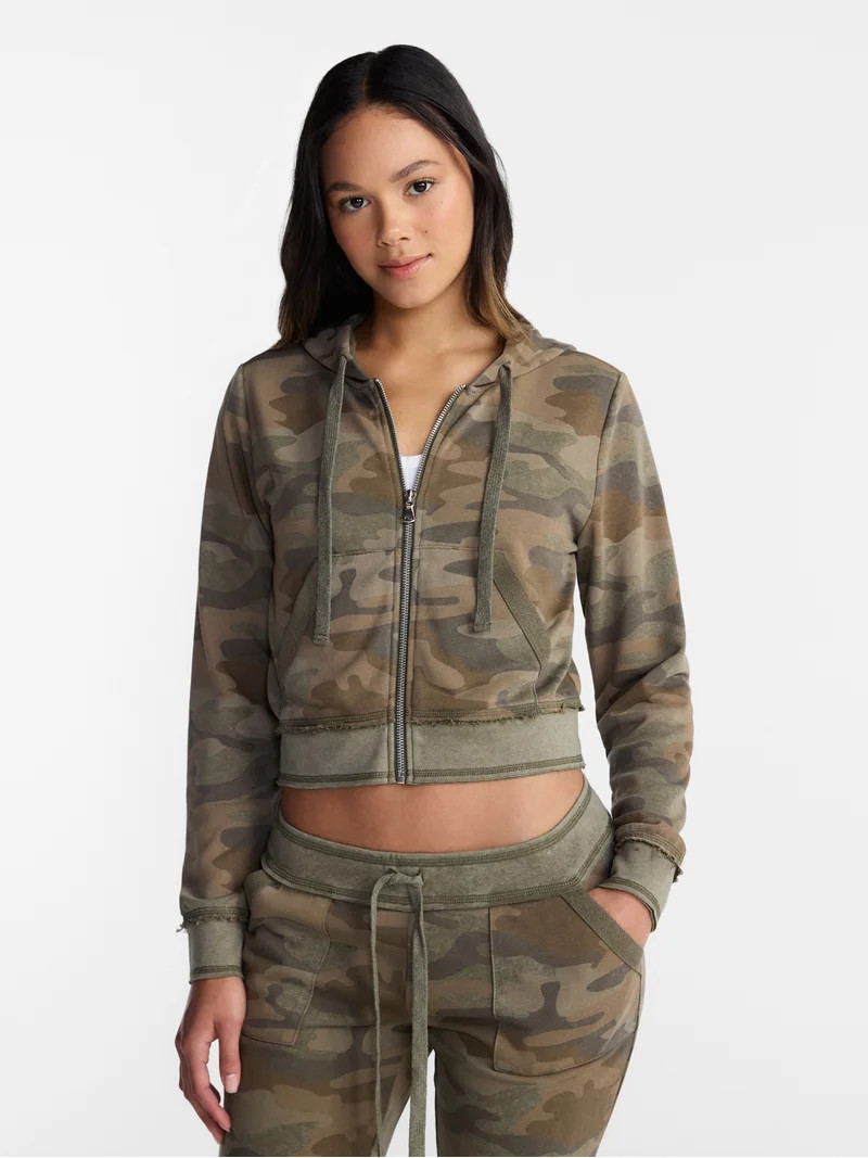 No Boundaries French Terry Zip-Up Hoodie Jacket, Women's Sizes XXS-XXL | Walmart (US)