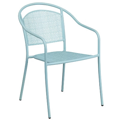 Flash Furniture Commercial Grade Indoor-Outdoor Steel Patio Arm Chair with Round Back | Target
