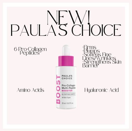 NEW from Paula’s Choice! This Pro-Collagen Peptide Booster will be great to use in both your morning and nighttime skincare routines to target fine lines/wrinkles, strengthen your skin barrier and to plump and firm up the skin! 

#LTKunder50 #LTKbeauty
