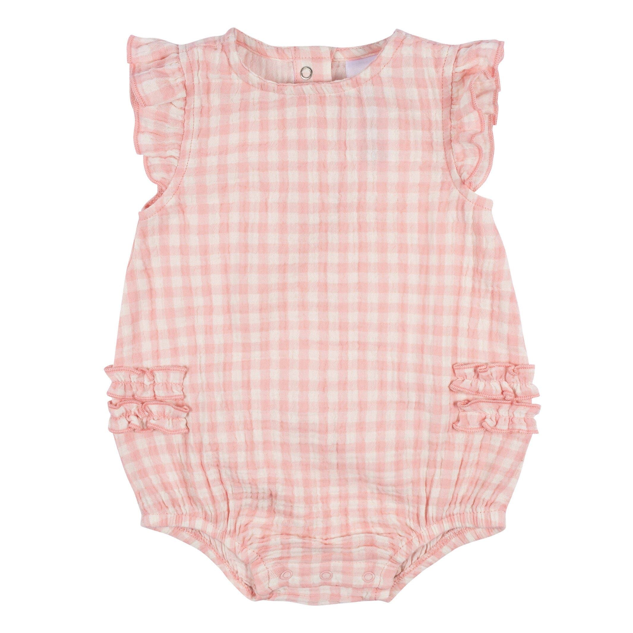Baby Girls Pink Gingham Gauze Bubble Romper | Gerber Childrenswear