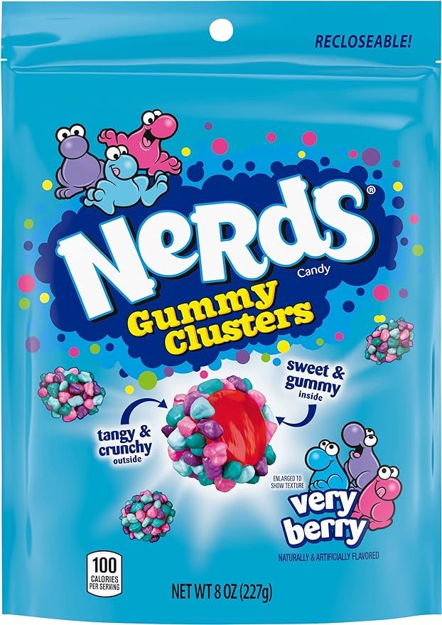 Nerds Gummy Clusters Candy, Very Berry, Resealable 8 Ounce Bag | Amazon (US)