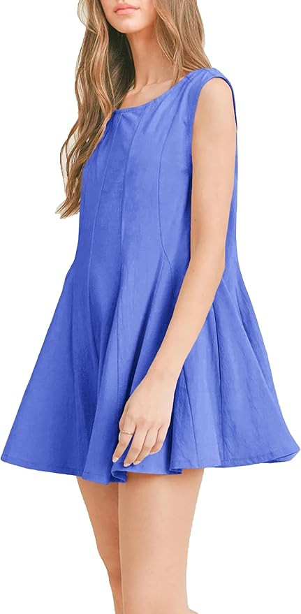 Rompers for Women Casual Sleeveless Jumpsuits Summer Loose Onesie Romper Dress with Pockets | Amazon (US)