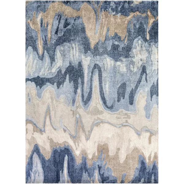 Aylesworth Abstract Handmade Tufted Blue/Beige Area Rug | Wayfair Professional