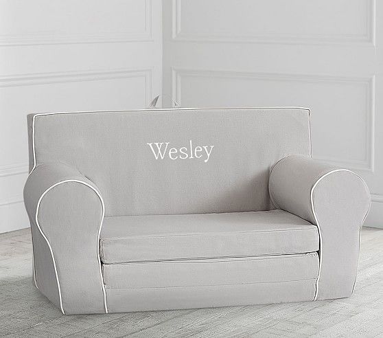 Gray with White Piping Anywhere Sofa Lounger® | Pottery Barn Kids