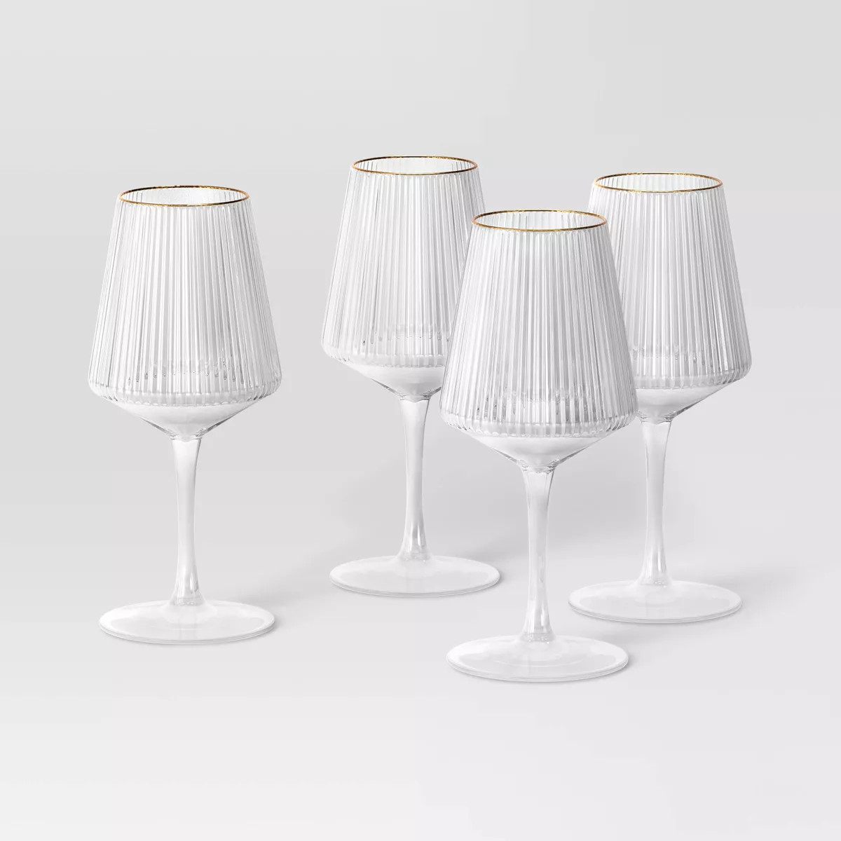 16.9oz 4pk Ribbed Stemmed Wine Glasses Gold - Threshold™ | Target