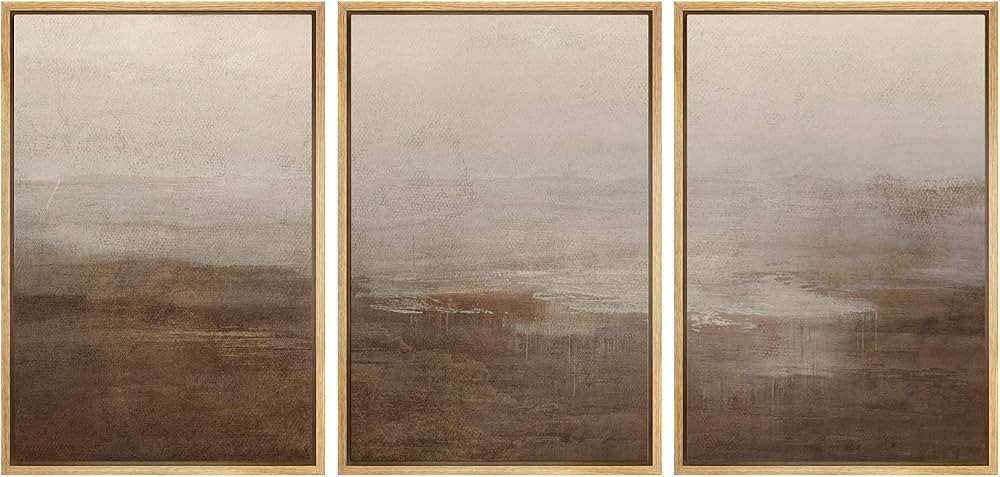 SIGNWIN Framed Canvas Print Wall Art Abstract Hazy Landscape Modern Minimalist Beige and Brown Na... | Amazon (US)