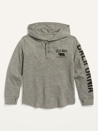Logo-Graphic Lightweight Slub-Knit Pullover Tee Hoodie for Boys | Old Navy (US)