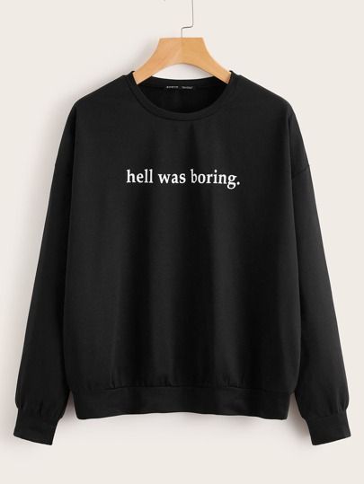 Slogan Graphic Drop Shoulder Sweatshirt | SHEIN