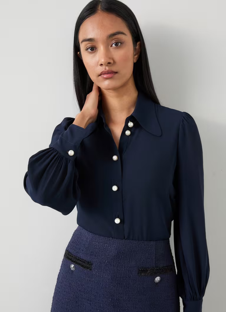 Sonya Navy Blouse | L.K. Bennett (UK)