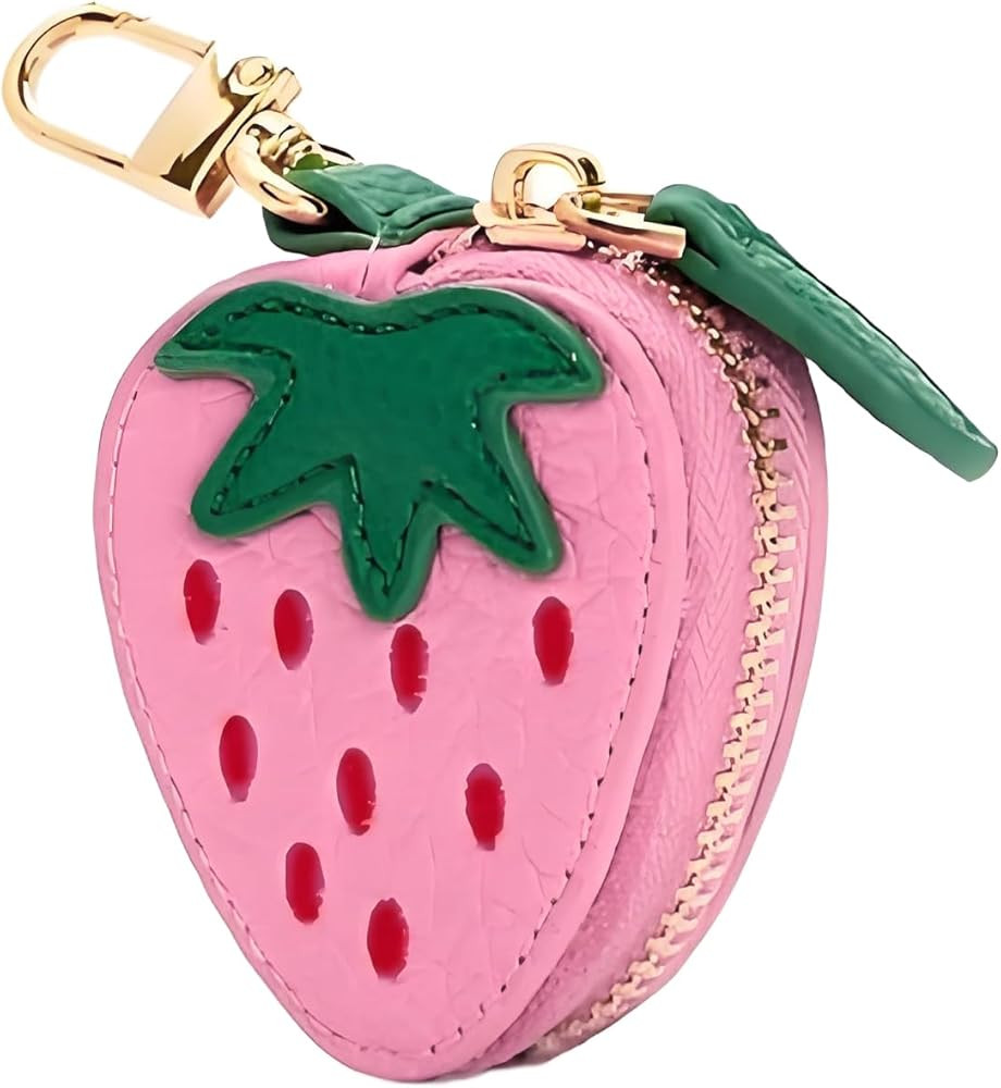 Angyape Strawberry Coin Purse Keychain Mini Y2K Leather Lemon Peach Keychain Fruit Bag Charms for... | Amazon (US)