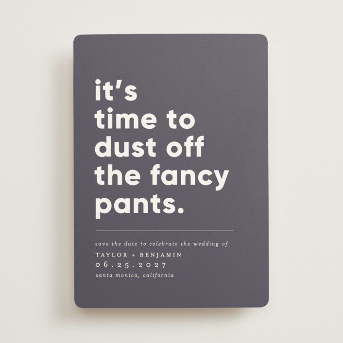 "Fancy Pants" - Customizable Save The Date Cards in Purple by Erica Krystek. | Minted