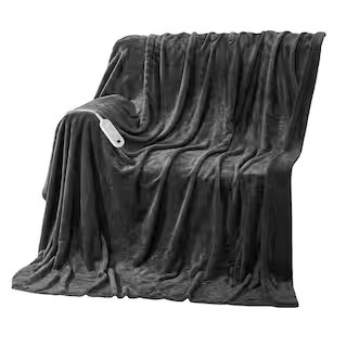 Dark Grey Flannel Full Size Electric Blanket 72 in. x 84 in. with 8 Heat Settings and 10 Hour Auto-Off | The Home Depot