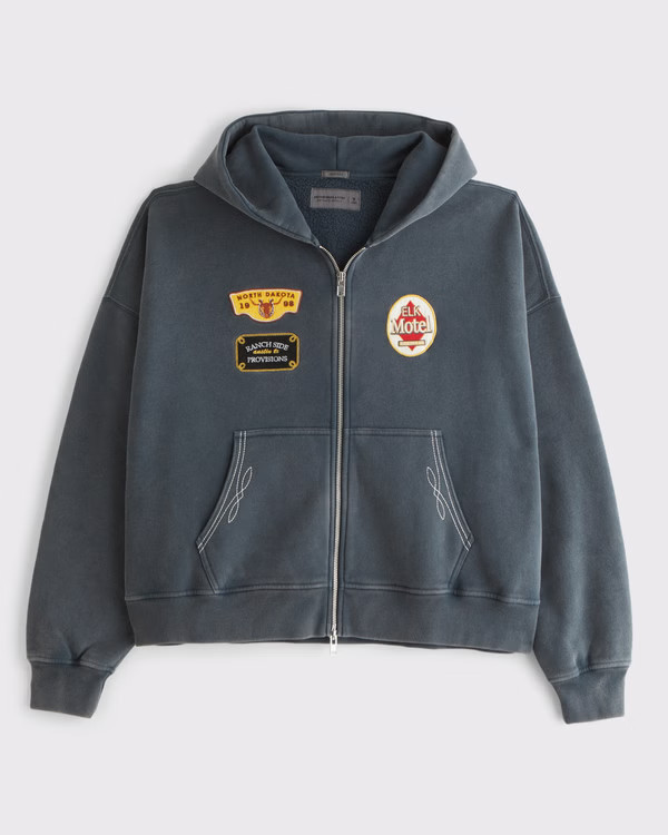 Men's Essential Cropped Full-Zip Hoodie | Men's Tops | Abercrombie.com | Abercrombie & Fitch (US)