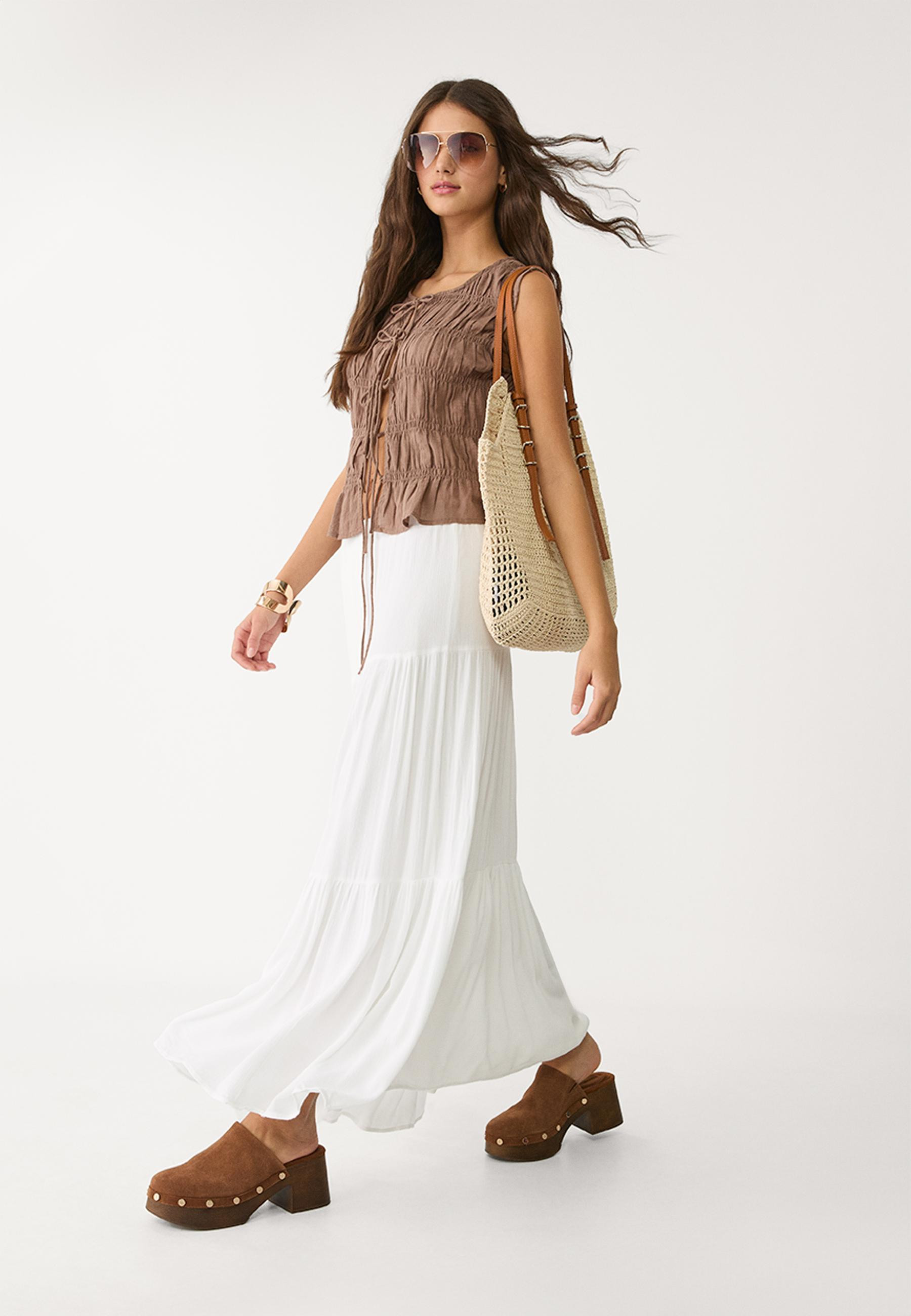 Boho midi skirt - Women's fashion | Stradivarius United Kingdom | Stradivarius (UK)