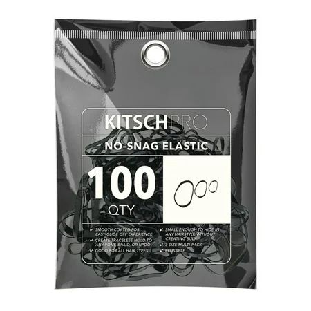 Kitsch Pro Mini Gummy Elastic Hair Bands Ponytail Holder 100-Count (Black) | Walmart (US)