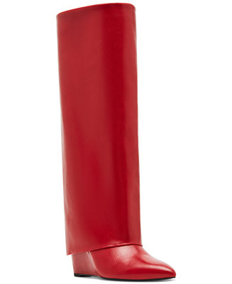 Evander Wide-Calf Fold-Over Cuffed Knee High Wedge Dress Boots | Macy's