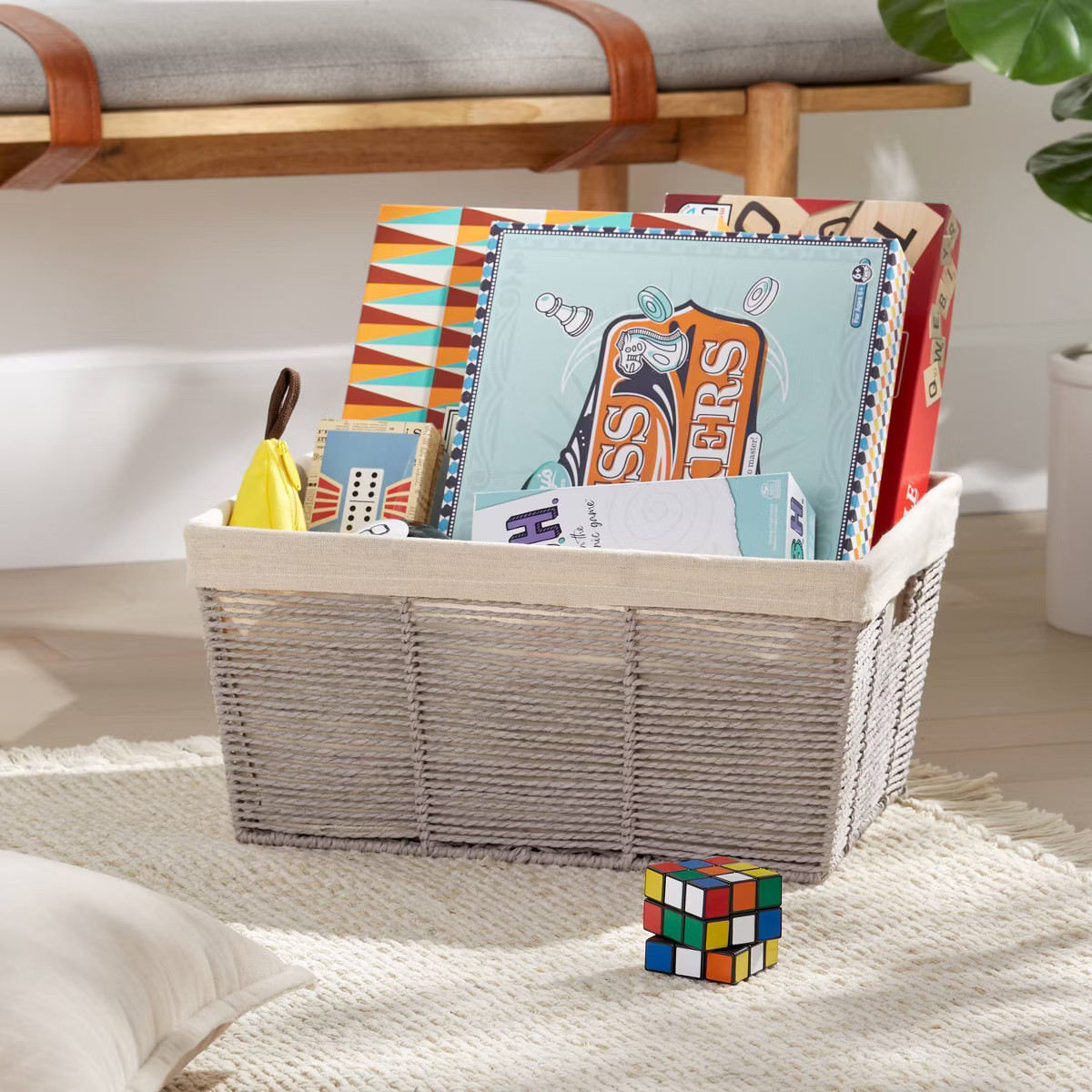 17" x 12" x 8" Large Woven Twisted Paper Rope Tapered Basket Gray - Brightroom™ | Target