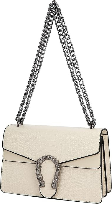 Amazon.com: Leather Shoulder Bag Chain Purse for Women - Fashion Crossbody Bags Vintage Snake Pri... | Amazon (US)