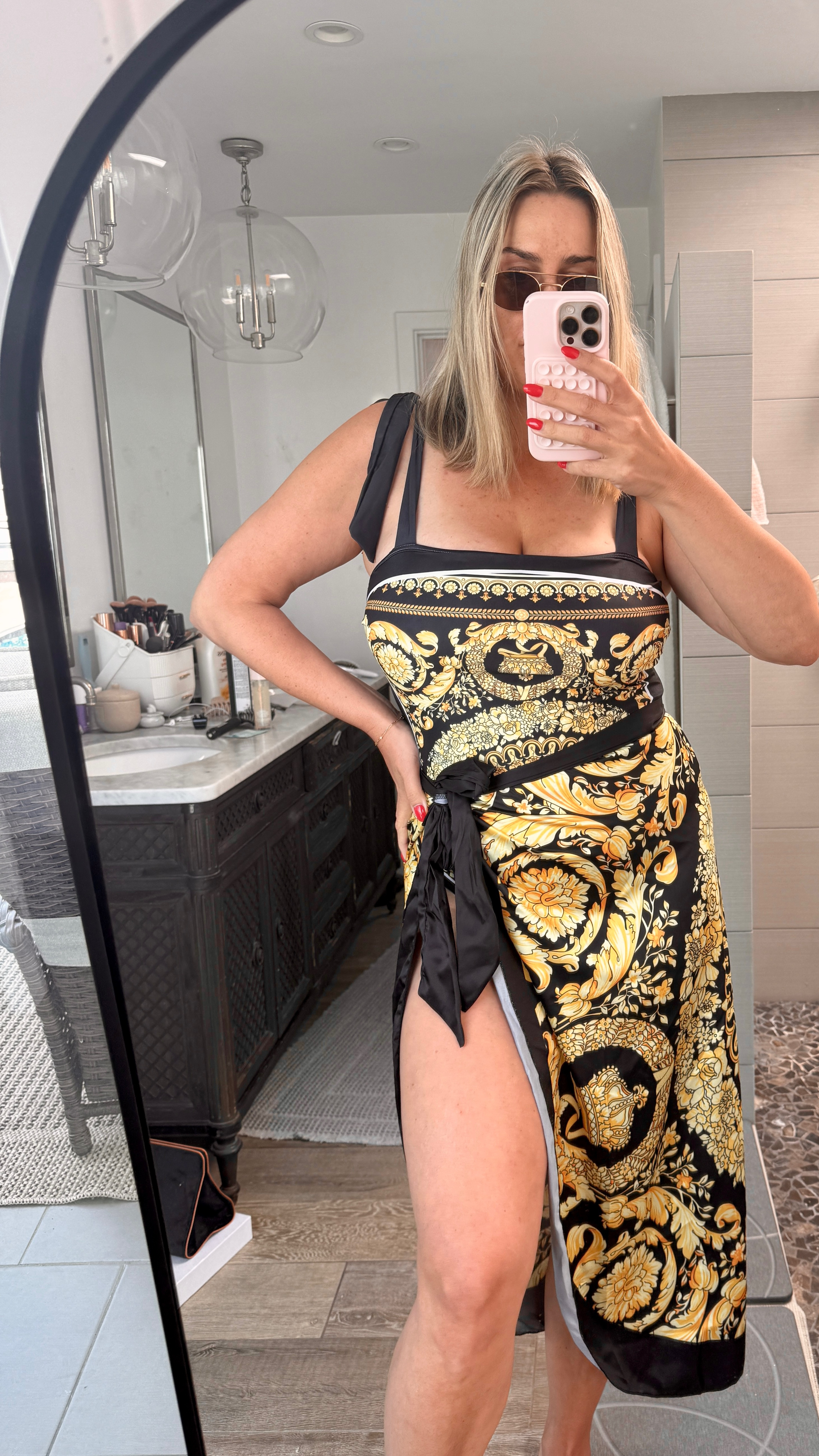 Is it VERSACE or Amazon?! 🤔 

Really great quality and fits us curvy girlies and large busts🍒

My sunnies are MiuMiu inspired and also on Amazon😎

I’m wearing a size XL

#designerswim #curvyswim #swimsuitsforcurvybodies 

#LTKSwim #LTKSummerEdit #LTKMidsize