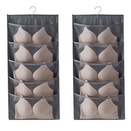 ohihuw Closet Hanging Organizer for Large Size Bras with Enlarged Mesh Pockets Dual Sided Underwear  | Amazon (US)