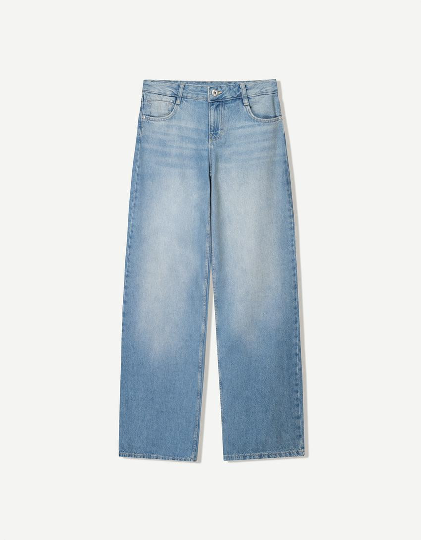 Low-rise wide-leg jeans - Trousers - Women | Bershka GB